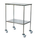 Mesa de acero inoxidable con ruedas y dos baldas. (REF. ME008)