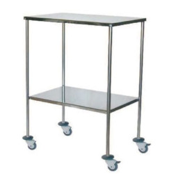 Mesa de acero inoxidable con ruedas y dos baldas. (REF. ME008)