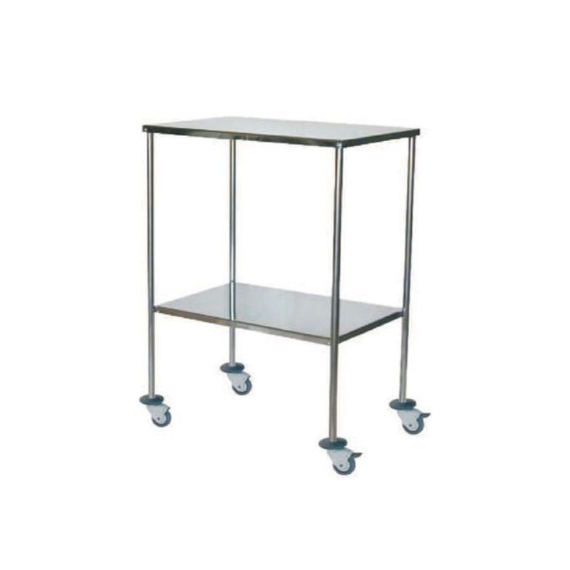 Mesa de acero inoxidable con ruedas y dos baldas. (REF. ME008)