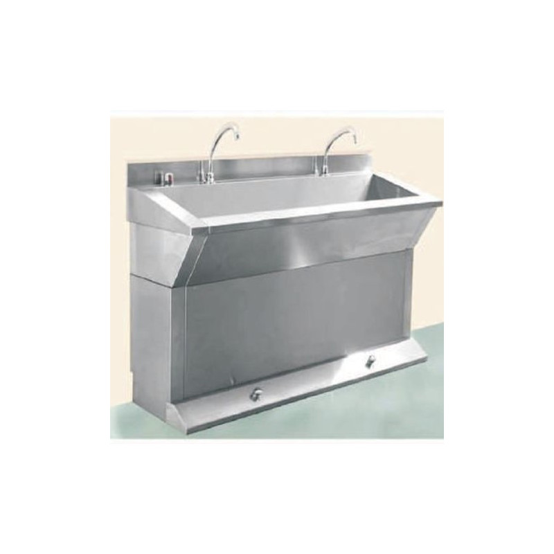 Lavabo doble con pedales en acero inoxidable REF.LAVA00