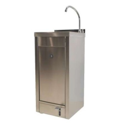 Lavamanos con pedal de acero inoxidable.